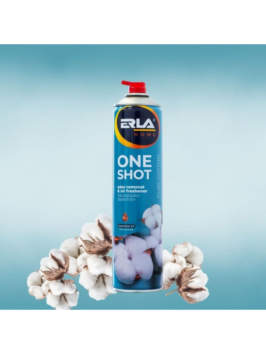 ONE SHOT Pure Cotton 600ml Mocny Neutralizator i Odświeżacz Powietrza