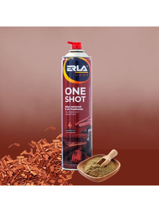 ONE SHOT Sandalwood 600ml Mocny Neutralizator i Odświeżacz Powietrza